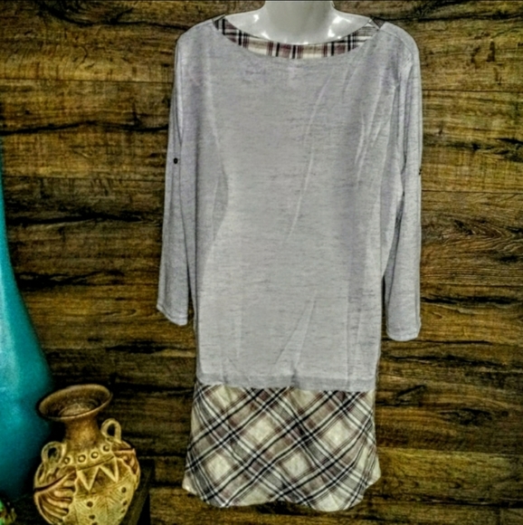 Love Top Size 2X Plaid High Low Hip Slit NWT - Picture 4 of 13